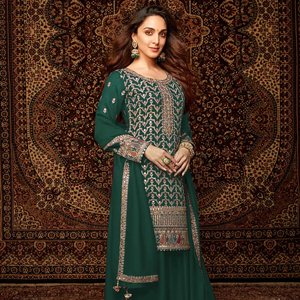 Premium Embroidered Modern Indian <b>Women's</b> Chinon Semi-Stitched Plazzo <b>Suit</b> Party Wear - Product Image 1