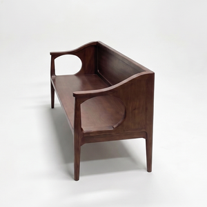 Canapé-lit de salon moderne en bois de chêne de luxe, fauteuil avec coussin, design minimaliste, forme semi-circulaire, accoudoirs rembourrés, revêtement en bois massif - Product Image 6