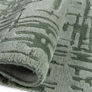 Z&H Home Abstract Plush <b>Thick</b> PET Friendly Non-Slip Cotton Backing Hand Tufted Green Wool/Silk Cushioned Cut Pile High Quality - Product Image 1