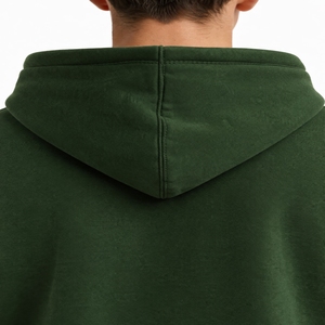 Sudadera con capucha verde lisa para hombre con cremallera, forro polar casual con bolsillo canguro, estilo premium cómodo y suave para el día a día, ajuste cálido. - Product Image 6
