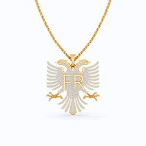 Colgante de Plata 925 Estilo Hip Hop con Águila y Letra FR, Microincrustaciones de Moissanita Azul y Efecto Iced Out - Product Image 1