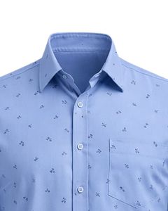 Camisa de Vestir Personalizada para Hombre, Color Azul Cielo, Estampada, Corte Entallado, Botones, Manga Larga, Informal, para Oficina, Mezcla de Algodón, Personalizada, OEM, ODM - Product Image 5