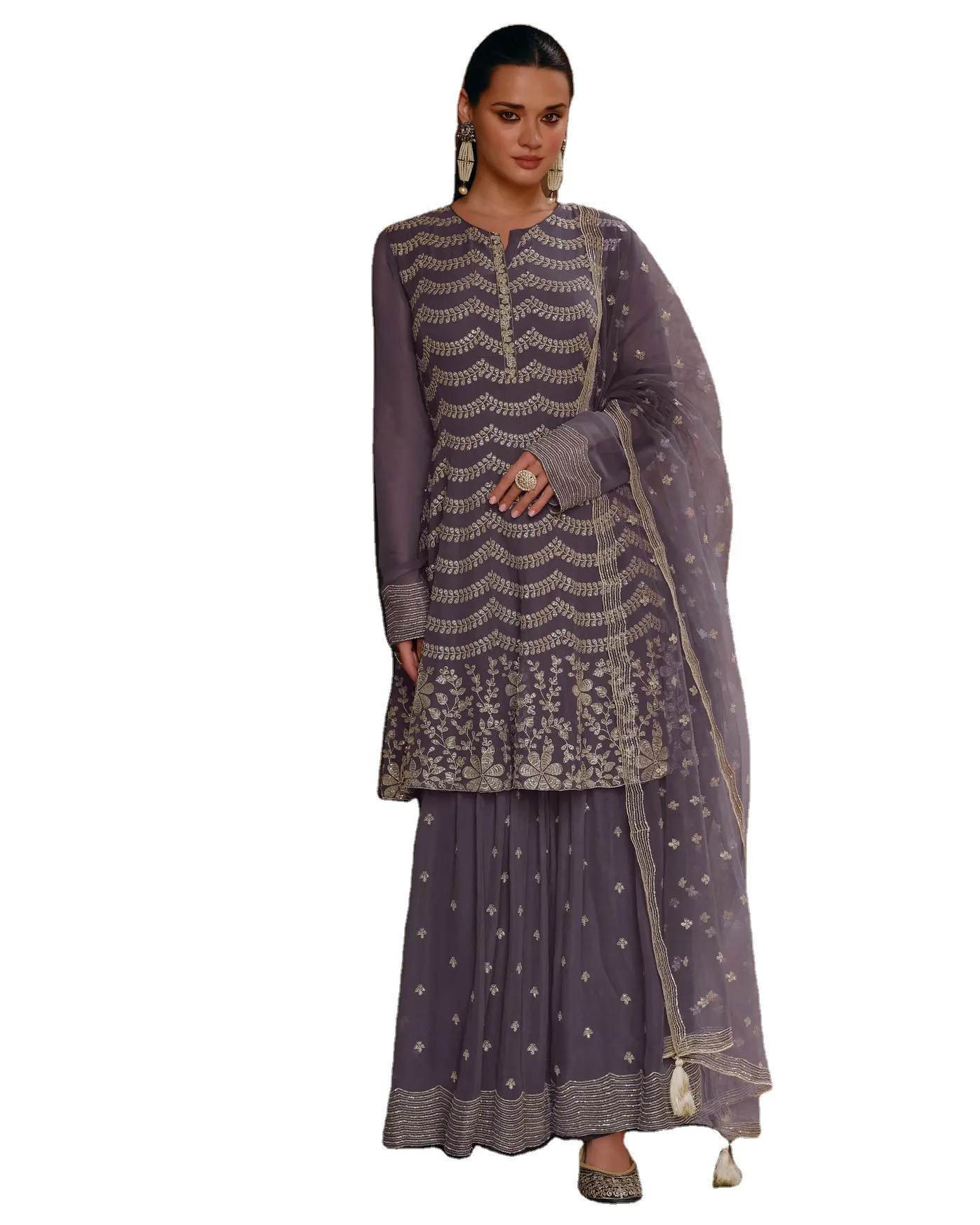 Pakistani Concept Indian Designer Georgette Borduurwerk Salwar Palazzo Salwar Kameez Pak Trouwfeestjurk Voor Dames Surat