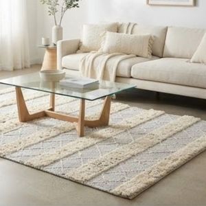 Scandinavian Striped Area Rug Rectangle Organic Cotton Flat Weave Low Pile Washable Living Room Decor at Wholesale Price - Product Image 5