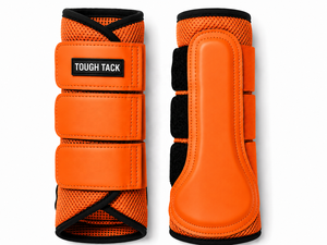 Botas de malla azul marino TOUGH TACK con paneles de PU y ribete negro para protección de las patas del caballo - Product Image 4