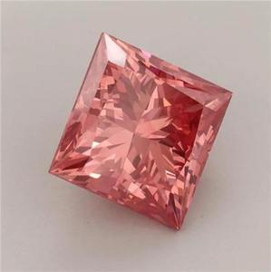 เพชรเจ้าหญิงสีชมพูสดใสแฟนซี ทรงเหลี่ยมเจียระไน สำหรับทำแหวน เพชรเม็ดเดี่ยวทุกขนาด มีจำหน่ายในราคาประหยัด - Product Image 1