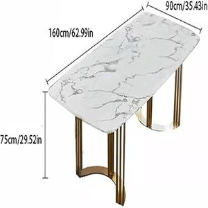 Rectanglur Dining Tables With <b>Marble</b> <b>Top</b> Luxury Dining Table 6 Seater Metal Dining Table With White <b>Marble</b> <b>Top</b> - Product Image 3
