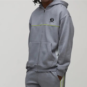 Survêtements pour hommes les plus vendus, 100 % coton, coupe-vent, respirants, avec logo personnalisé, fermeture éclair, couleur unie, grandes tailles - Product Image 4