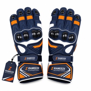 Gants de moto en cuir imperméables et coupe-vent avec cordon de serrage réglable, protection UV, pour usage extérieur, à doigts complets, pour motards et courses - Product Image 1