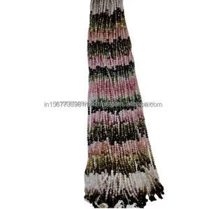 100% calidad Natural fabricante indio turmalina multicolor piedras preciosas sueltas facetadas Rondelle cuentas hechas a mano joyería HF - Product Image 4