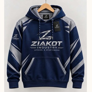 Sudadera con Capucha Deportiva, Diseño 3D en Azul Claro, Negro y Rosa, Cosida a Medida por Ziakot Industry, Venta al Por Mayor Directa - Product Image 5
