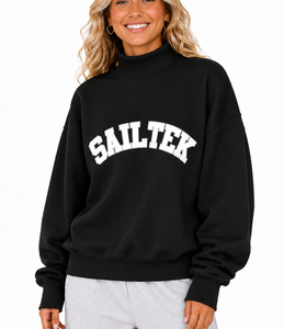Sweat-shirt décontracté en maille pour femme, col montant, mélange de coton doux, couleur turquoise, style streetwear - Product Image 1
