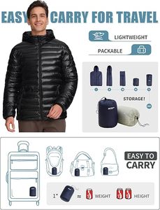 <b>Men's</b> Lightweight Packable Puffer Jacket Waterproof Winter Hood Jacket Custom Packable Quilted Puffer Jacket With Storage <b>Pouch</b> - Product Image 4