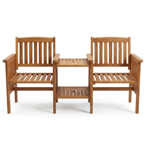 Conjunto de Sillas Modernas para Exteriores, Madera de Caoba Sólida con Acabado Natural para 2 Personas - Product Image 2