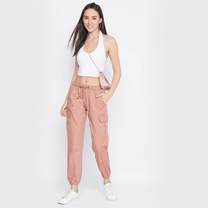 Pantalon de jogging parachute pour femme, taille haute, cordon de serrage, bas élastiqué, jambe large, respirant, en nylon, streetwear décontracté - Product Image 2
