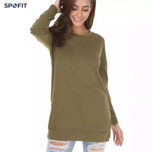 Sudadera de Punto con Cuello Redondo y Manga Larga para Mujer, Marca SPOFIT, Dobladillo Asimétrico, Color Blanco Sólido, Estilo Casual, para Otoño - Product Image 5