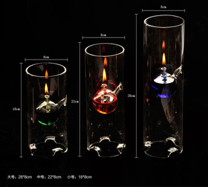Lampe à huile en verre 18x8cm, porte-bougie cylindrique en borosilicate soufflé à la main, décoration de table - Product Image 5