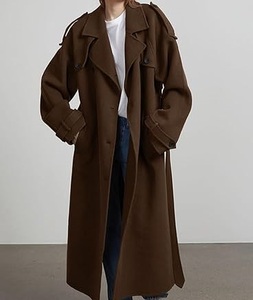 Trench Coat Long Wool <b>Overcoat</b> <b>Winter</b> Formal Business Windproof for Women OEM Custom Loose Fit Trench Coat Wholesale Breathable - Product Image 5