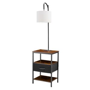 Lampada da Terra Moderna a 3 Livelli con Cassetto e Illuminazione a 3 Temperature di Colore, Paralume Dorato, per Uso Alberghiero, Comodino o Scrivania - Product Image 1