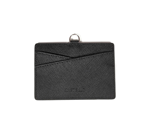 [Article Nouveau] Porte-cartes d'identité en cuir Saffiano véritable Castello avec fermeture ouverte et doublure en polyester, sangle en cuir, plusieurs couleurs - Product Image 3