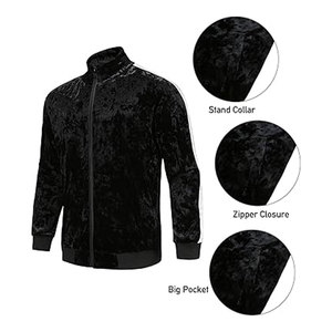 Survêtements en velours pour hommes, 2 pièces, hiver, maternité, avec veste à capuche et pantalon - Tenue de jogging sportive - Product Image 5