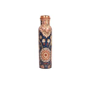 Botella de agua de cobre de 34 oz, extra grande, con estampado floral, recipiente ayurvédico de cobre puro para beber agua. - Product Image 4