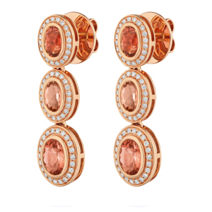 Rose Gold Morganite Drop <b>Earrings</b> With <b>Diamond</b> Halo Luxury Women's Party Jewelry - Product Image 2