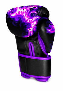 Gants de boxe noirs IBERIA Premium, imprimé crâne violet, gants d'entraînement en cuir PU, logo personnalisé, équipement sportif en gros OEM - Product Image 3
