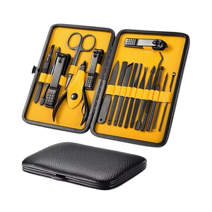 Ensemble professionnel de pédicure et manucure de luxe, 16 pièces, étui en cuir beige, grattoirs pour les pieds en acier inoxydable robuste, soins des pieds - Product Image 6