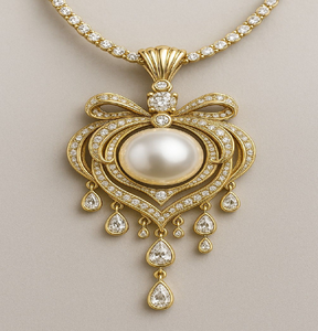 Elegante colgante mandala en oro amarillo con un centro de diamantes brillantes y motivos ornamentales. Disponible a precios de mayorista. - Product Image 5