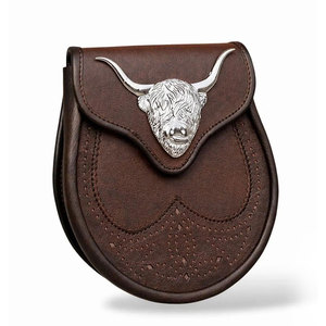 Sporran écossais en cuir végétalien pour homme avec sangle à chaîne, accessoires de costume - Product Image 4