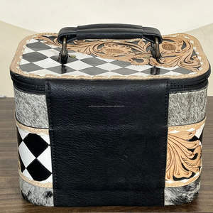 Nouveauté : Étuis de rangement pour bijoux en cuir véritable, faits à la main, avec motifs floraux et à carreaux, intérieur en velours, organiseur de voyage - Product Image 5