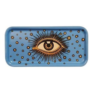Round Metal <b>Serving</b> Plate With Floral Pattern Color Enamel Bohemian Design <b>Gold</b> Trim - Product Image 4