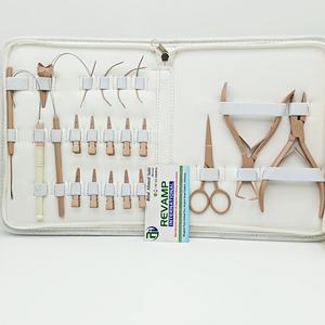 Kit d'outils pour extensions de cheveux, couleur beige, pinces en acier inoxydable, aiguille à crochet, ensemble de boucles pour extensions de cheveux à micro-anneaux et nano-anneaux - Product Image 5