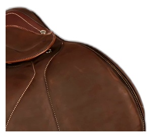 Silla de Doma Inglesa de Cuero Marrón con Estructura de Madera y Herrajes de Latón, Ajuste Ajustable, Asiento Acolchado, Personalizada para una Monta Cómoda - Product Image 3