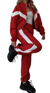 Girls Black <b>White</b> Color Blocking Tracksuit Full Sleeve Half-Zip Sporty <b>Jogger</b> Set Autumn Loose Fit Breathable Polyester 2-Piece - Product Image 6
