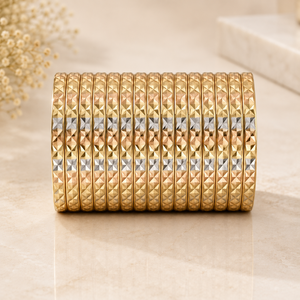 ORO-Z Classic Three Tone Plated High Quality Trendy Geometric Stackable <b>Bangles</b> for Women Girls Fashion Jewelry for Party - Product Image 2