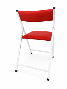 Silla de Comedor Plegable de Plástico Rojo con Estructura Metálica, Tapicería de Cuero PU, Diseño Moderno, Muebles para Comedor de Uso Doméstico, Hecho en China - Product Image 4
