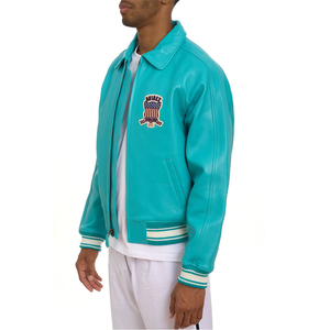 Blouson en cuir AVIREX pour homme, nouveau blouson matelassé en toile de laine personnalisé, col montant, logo frontal, respirant, imperméable, coupe-vent d'hiver - Product Image 4