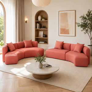 Ensemble de canapés modulaires en tissu courbé moderne INTELLIGENTIA WOODS avec mousse haute densité pour salon, maison, hôtel, appartement et villa - Product Image 1