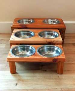 Comedero Doble Elevado para Mascotas, Moderno, de Madera de Mango Sólida de Primera Calidad, Ajustable, para Perros y Gatos, Personalizado, Venta al Por Mayor - Product Image 1