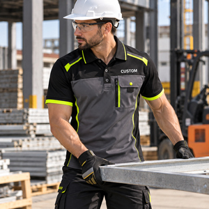 Camiseta de Trabajo de Seguridad Fluorescente Verde Personalizada, Camisetas Polo de Poliéster de Alta Visibilidad con Tiras Reflectantes, Tallas Grandes Disponibles - Product Image 2