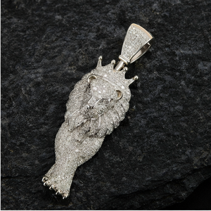 Iced Fine Jewelry 925 <b>Silver</b> Gold Plated Lab Grown Diamond Custom Lion Majestic Wildlife Hiphop Party Unisex <b>Necklace</b> Pendant - Product Image 4