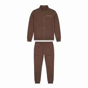 Ensemble de survêtement marron pour homme HANK EYE, col montant, manches longues, couleur unie, fermeture éclair sur le devant, tenue décontractée, coupe classique, automne - Product Image 6