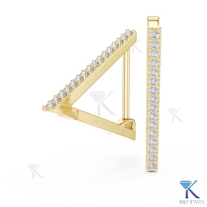 Lab Grown CVD HPHT Diamond Round Brilliant Cut <b>Hoop</b> <b>Earrings</b> Pave 14K <b>Solid</b> Gold Luxury Fine Women Wedding Jewellery - Product Image 1
