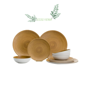 Eco-Friendly Spun Bamboo <b>Plates</b> - 100% Natural Bamboo Dinner Serving <b>Plates</b> with Custom Color & Logo By Eco2Go Vietnam - Product Image 5