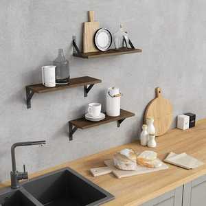 Natural Live Edge Wood <b>Floating</b> Wall <b>Shelf</b> <b>Long</b> Solid Timber Storage Display Ledge Board Living Room Flower Pot Adjustable - Product Image 6