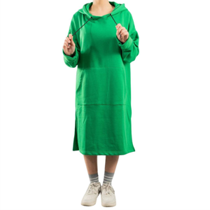 Vestido con Capucha Extra Grande para Mujer, Bordado, Minimalista, 100% Algodón, Sudadera Informal con Capucha, OEM ODM - Product Image 5