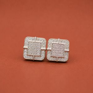 <b>Square</b> Moissanite <b>Diamond</b> Stud <b>Earrings</b> in 925 Sterling Silver Iced Out Fine Jewelry <b>Earrings</b> for Women - Product Image 3
