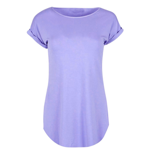 Camiseta de Verano Larga Informal para Mujer, Cuello Redondo, Manga Corta, Estilo Túnica, Ajuste Holgado, Color Sólido - Product Image 4